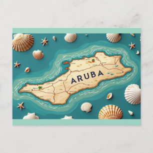 Aruba map of island holiday postcard