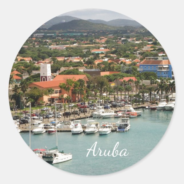 Aruba Marina Classic Round Sticker (Front)