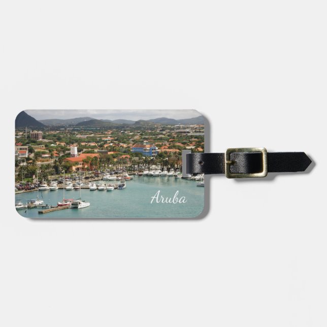 Aruba Marina Personalised Luggage Tag (Front Horizontal)