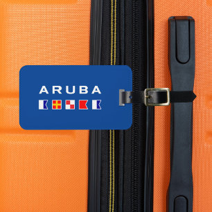 Aruba Maritime Nautical Signal Flags Dark Colour Luggage Tag