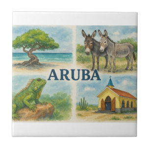 Aruba multiview watercolor ceramic tile