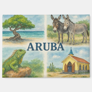 Aruba multiview watercolor magnet