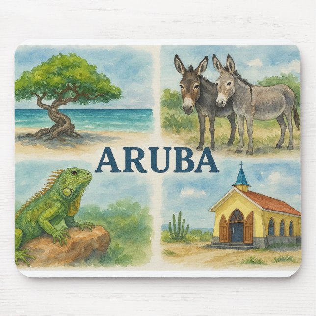 Aruba multiview watercolor mouse pad (Front)