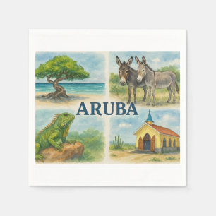 Aruba multiview watercolor napkin