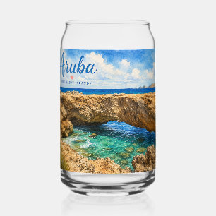 Aruba Natural Bridge rock formation Caribbean Can Glass
