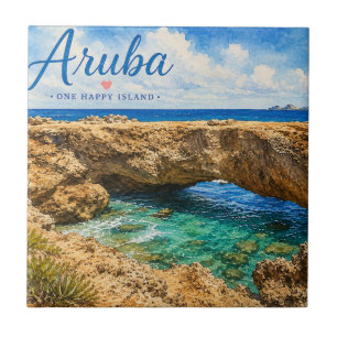 Aruba Natural Bridge rock formation Caribbean  Ceramic Tile