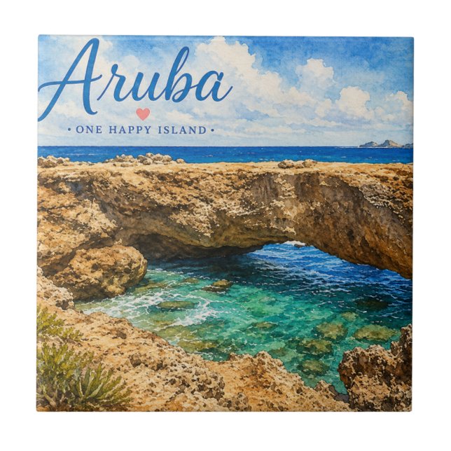 Aruba Natural Bridge rock formation Caribbean  Ceramic Tile (Front)