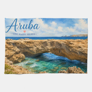 Aruba Natural Bridge rock formation Caribbean  Tea Towel