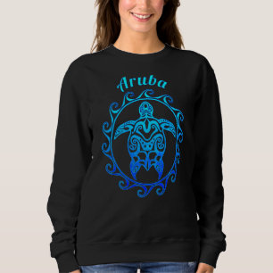 Aruba Ocean Blue Tribal Turtle Sweatshirt