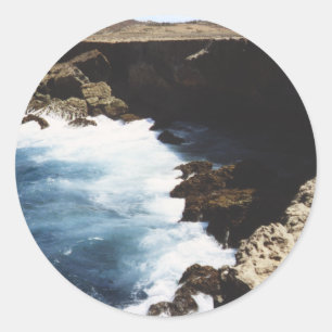 Aruba Ocean Crashing On The Rocks Classic Round Sticker