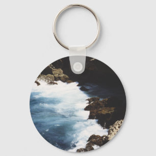 Aruba Ocean Crashing On The Rocks Key Ring