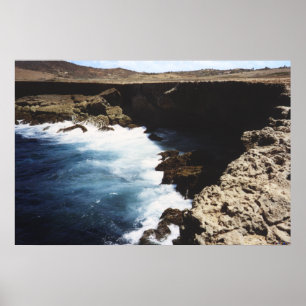 Aruba Ocean Crashing On The Rocks Poster