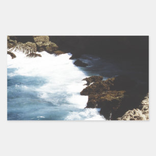 Aruba Ocean Crashing On The Rocks Rectangular Sticker