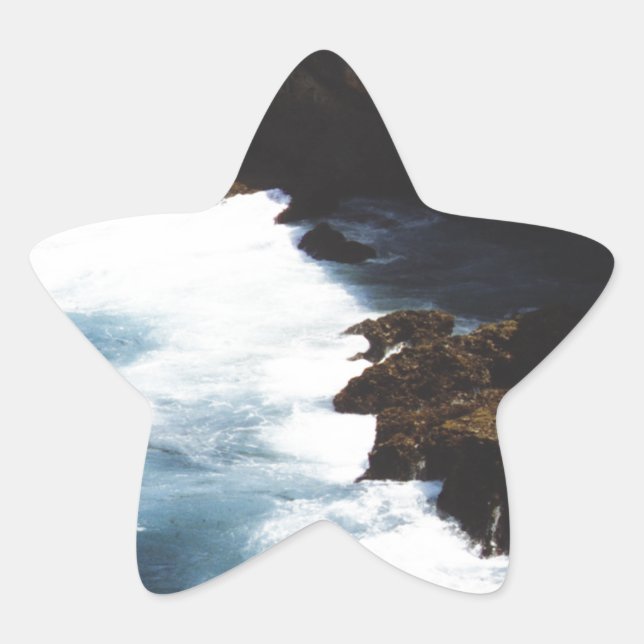 Aruba Ocean Crashing On The Rocks Star Sticker (Front)