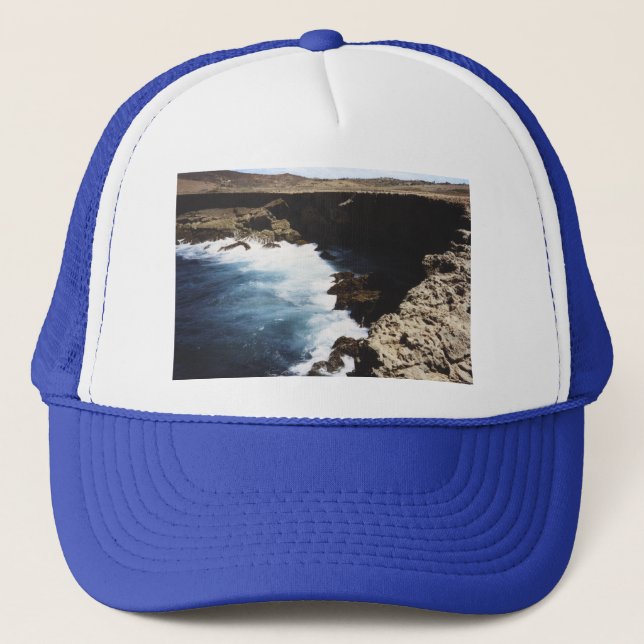 Aruba Ocean Crashing On The Rocks Trucker Hat (Front)