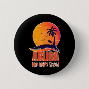 Aruba One Happy Island Beautiful Sunset Beach 6 Cm Round Badge