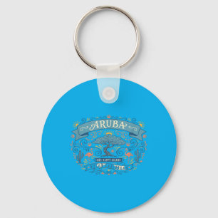 Aruba One Happy Island Flamingo Divi Tree Vintage Key Ring
