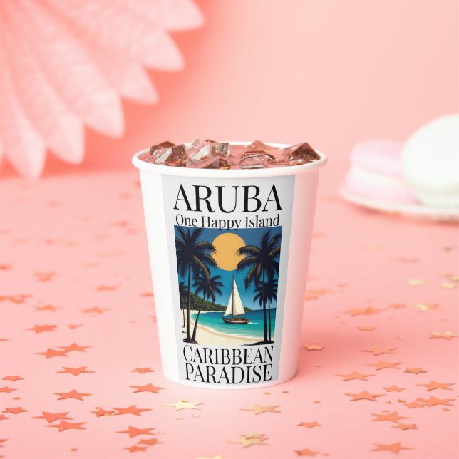 Aruba One Happy Island  Paper Cups (Insitu)