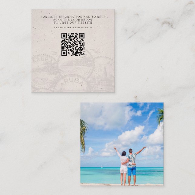 Aruba Passport Wedding QR Enclosure Card (Front/Back)