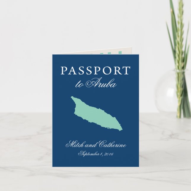 Aruba Passport Wedding with Divi Divi Tree Invitation (Front)