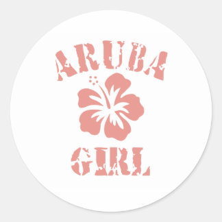 Aruba Pink Girl Classic Round Sticker