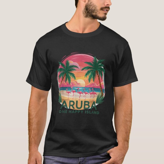 Aruba s One Happy Island beautiful sunset beach Fl T-Shirt (Front)