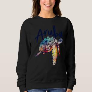 Aruba Sea Turtle Antilles Floral Matching Family V Sweatshirt