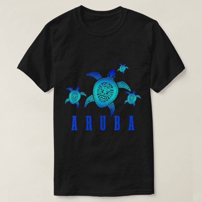 Aruba Sea Turtle Tribal Pattern Scuba Diving Diver T-Shirt (Design Front)