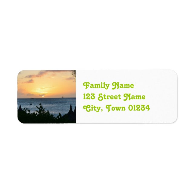 Aruba Setting Sun Return Address Label (Front)