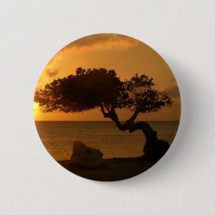 Aruba Sunset Divi Divi Tree 6 Cm Round Badge