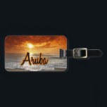 Aruba sunset luggage tag<br><div class="desc">stunning beach sunset background</div>