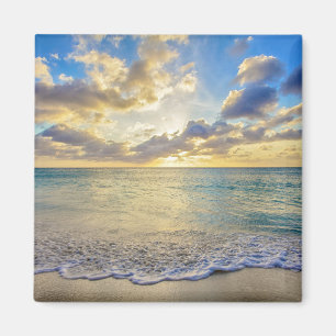Aruba Sunset over Moving Sea Magnet