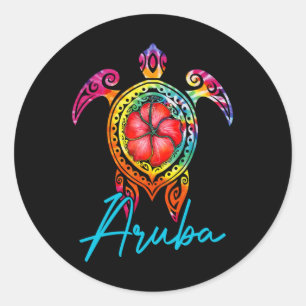 Aruba Tie Dye Sea Turtle  Classic Round Sticker