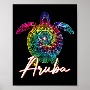 Aruba Tie Dye Sea Turtle Matching Family Vacation Poster