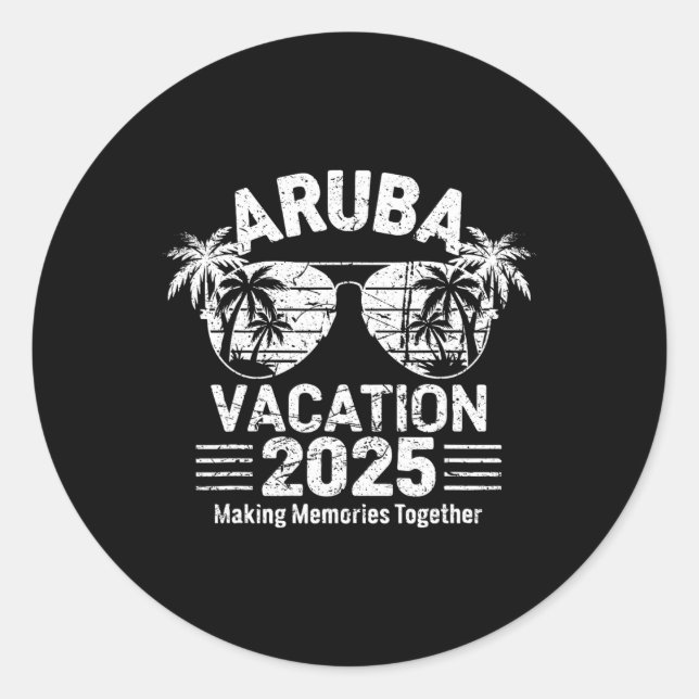 Aruba Vacation 2025 Family Travel Tee Fun Holiday  Classic Round Sticker (Front)