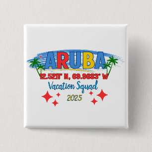 Aruba Vacation 2025 Vibes Tropical Island Getaway 15 Cm Square Badge