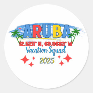 Aruba Vacation 2025 Vibes Tropical Island Getaway Classic Round Sticker