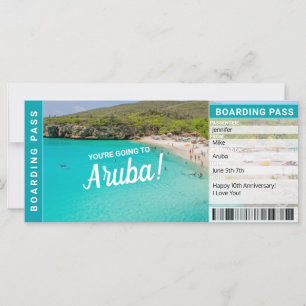 Aruba Vacation Gift Boarding Pass Ticket