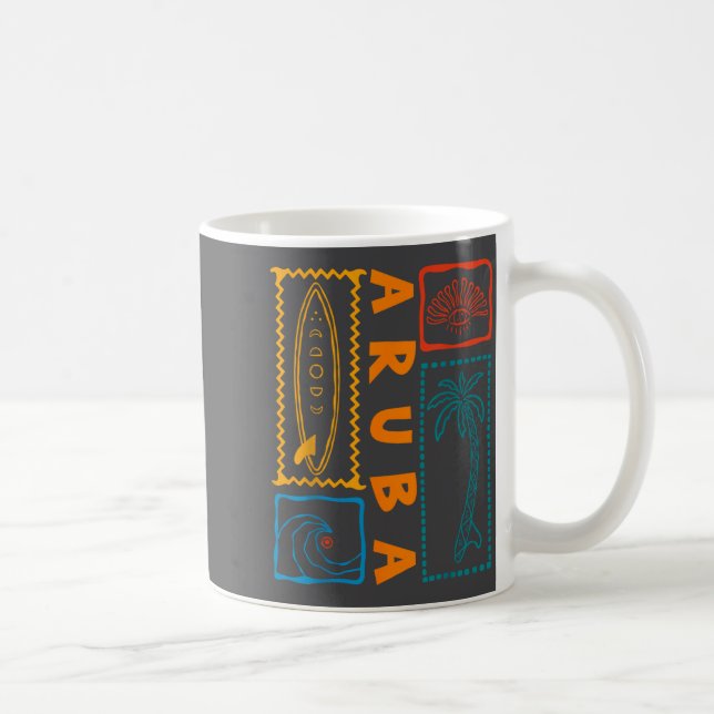 Aruba Vacation Wave Surfing Summer Beach Retro  Coffee Mug (Right)