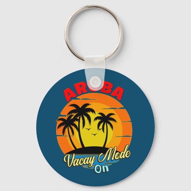 Aruba Vacay Mode On Family Group Matching Travel   Key Ring (Front)
