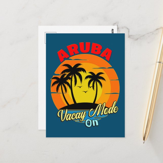 Aruba Vacay Mode On Family Group Matching Travel   Postcard (Front/Back In Situ)