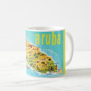 Aruba Vintage Map Postcard Mug