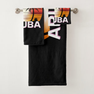 Aruba Vintage Palm Trees Summer Beach Bath Towel Set