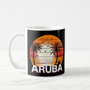 Aruba Vintage Palm Trees Summer Beach Coffee Mug