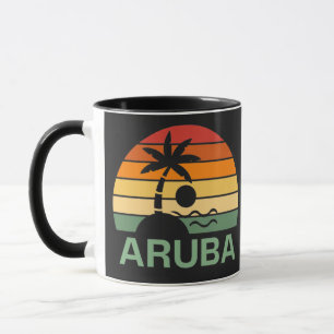 Aruba Vintage Palm Trees Summer Beach Mug