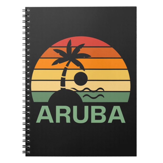 Aruba Vintage Palm Trees Summer Beach Notebook (Front)