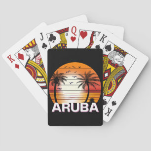 Aruba Vintage Palm Trees Summer Beach Playing Cards
