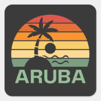 Aruba Vintage Palm Trees Summer Beach