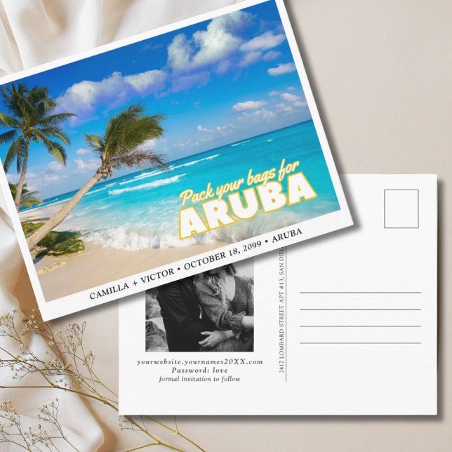 Aruba Wedding Island Save the Date Postcard (Aruba Wedding)