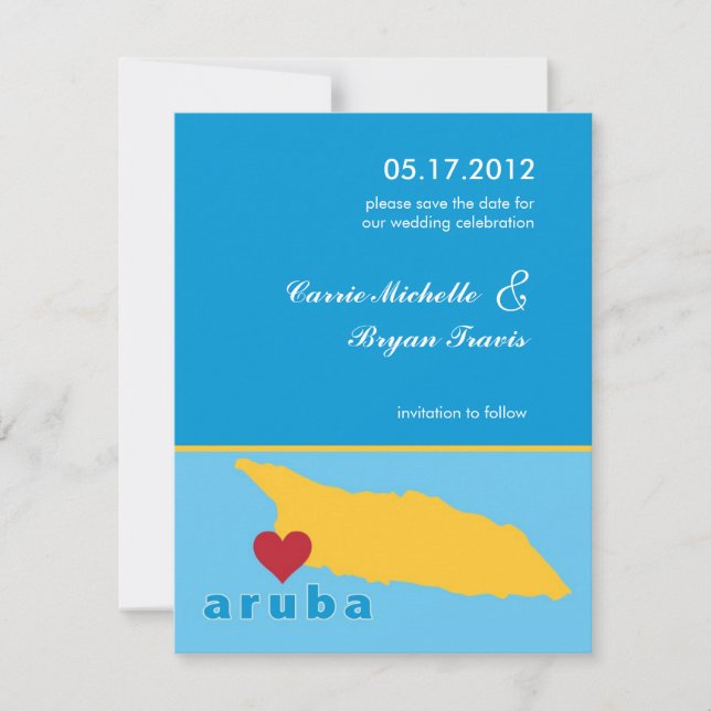 Aruba Wedding Save the Date Announcement (Front)